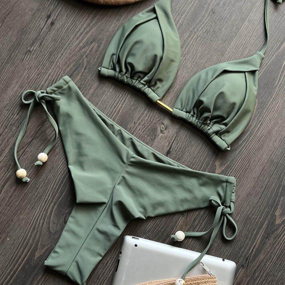 Lace up drawstring swimsuit split set系带抽绳比基尼分体套装