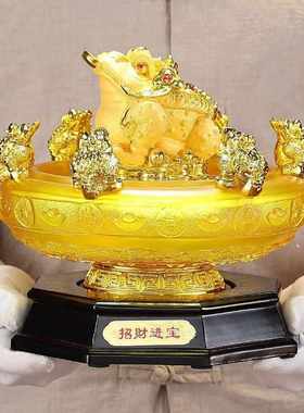 聚宝盆摆件金蟾工艺品金蝉摆件店铺收银台家居开业树脂礼品批发用