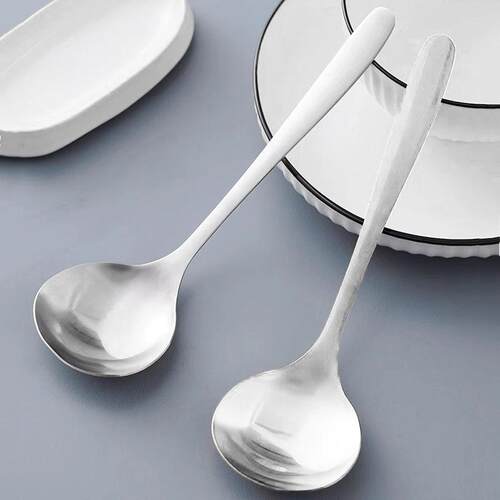 Stainless Steel Soup Spoon, Long-Handle Home Use, Large Roun