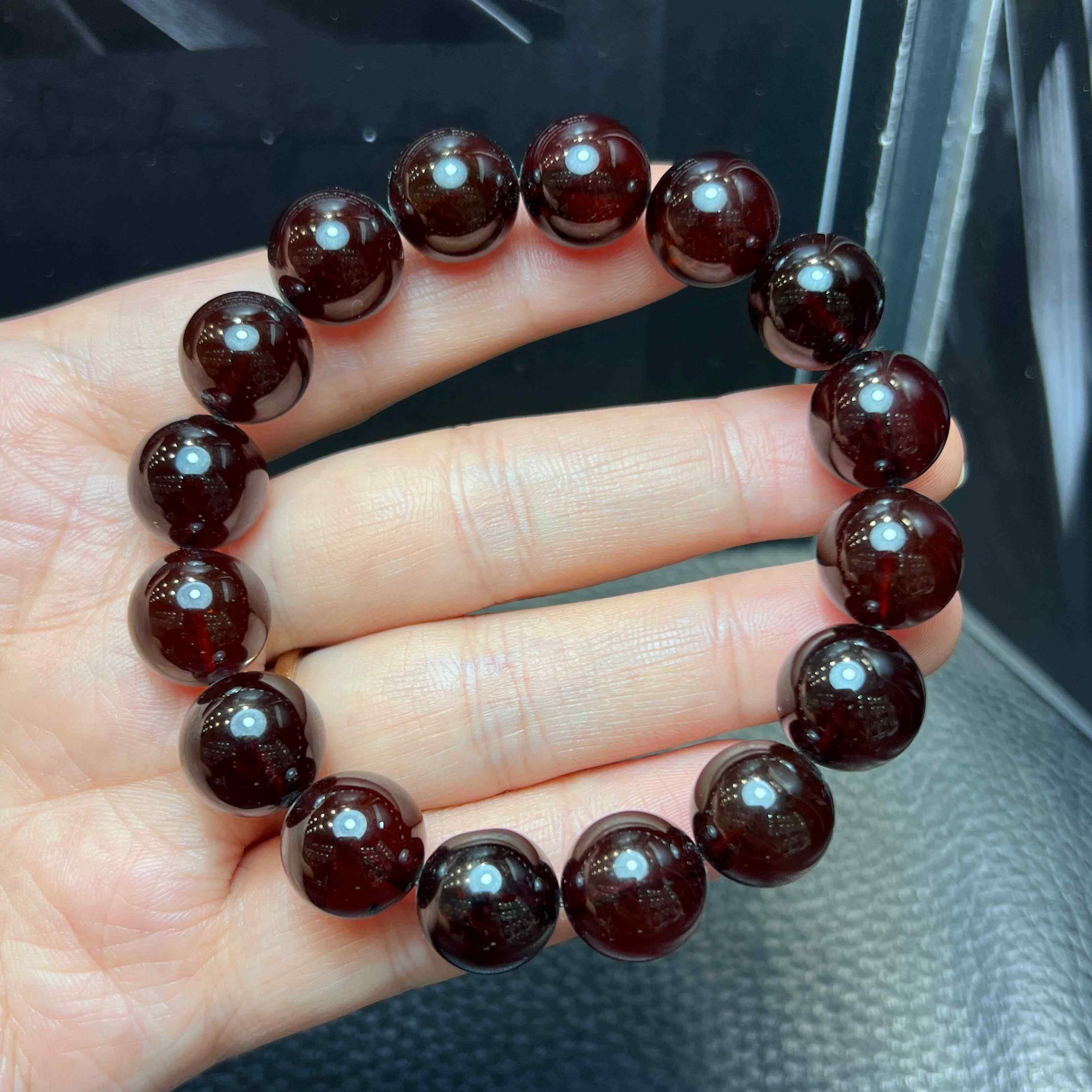 特价 欧货轻奢女款 天然红色琥珀手链 女款圆珠手串血珀 保真正品