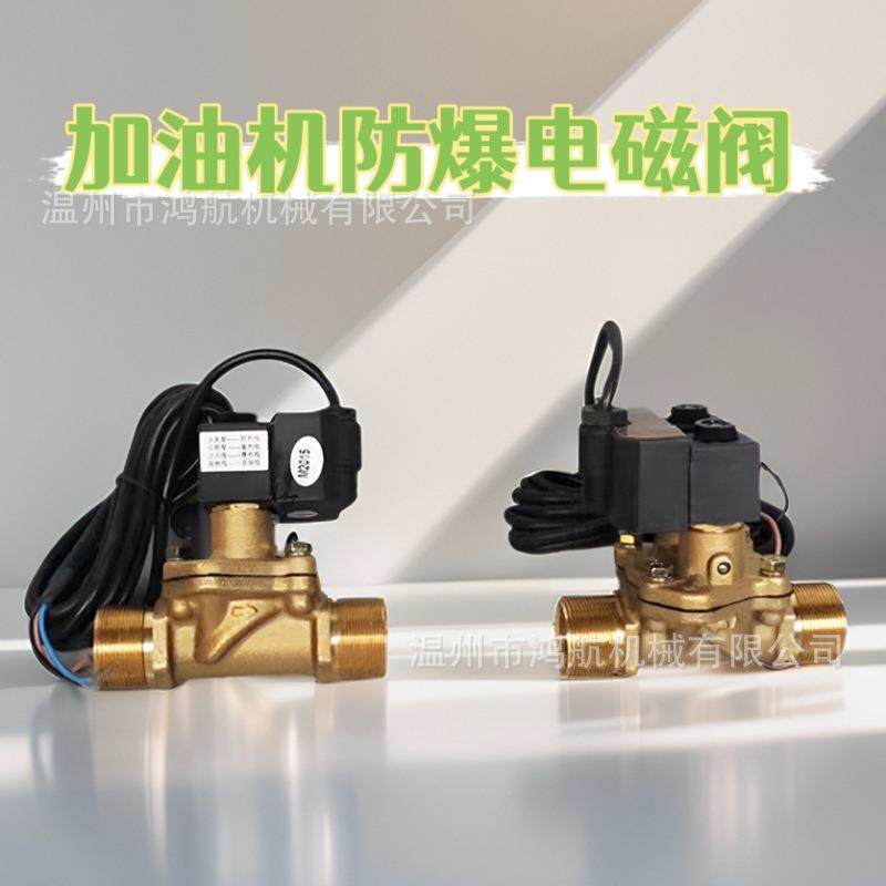 12V24V加油机电磁阀活塞流量计大阀小阀双流量220V黄铜隔爆电磁阀