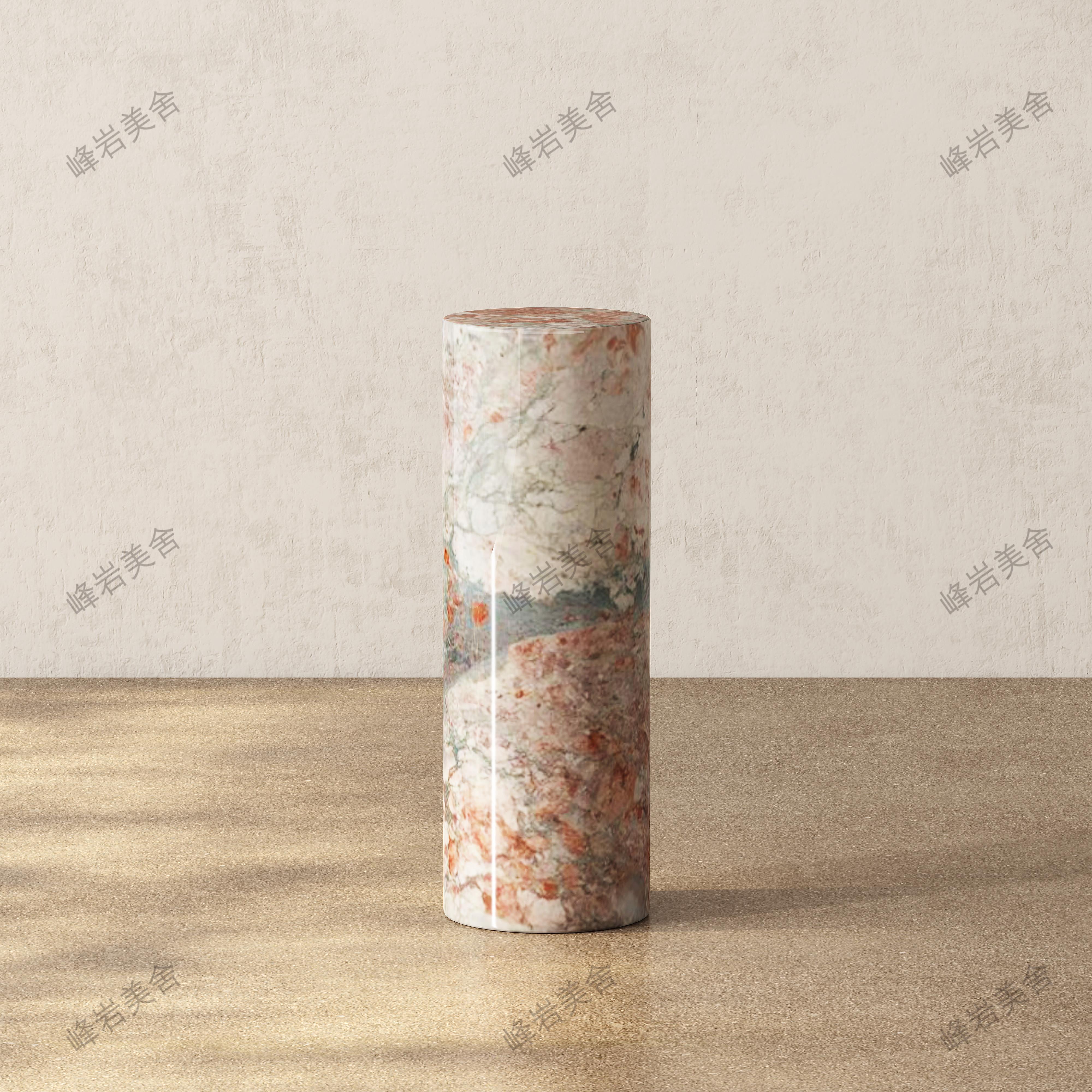 圆形立柱大理石摆件底座客厅落地高低展示台装饰墩子高端花架玄关