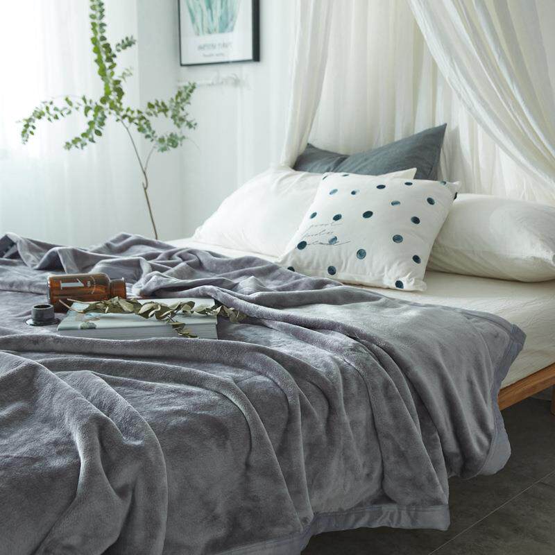 云貂绒毛毯 灰 绿 蓝 咖色纯色盖毯 珊瑚绒加厚毯子 法莱绒床单