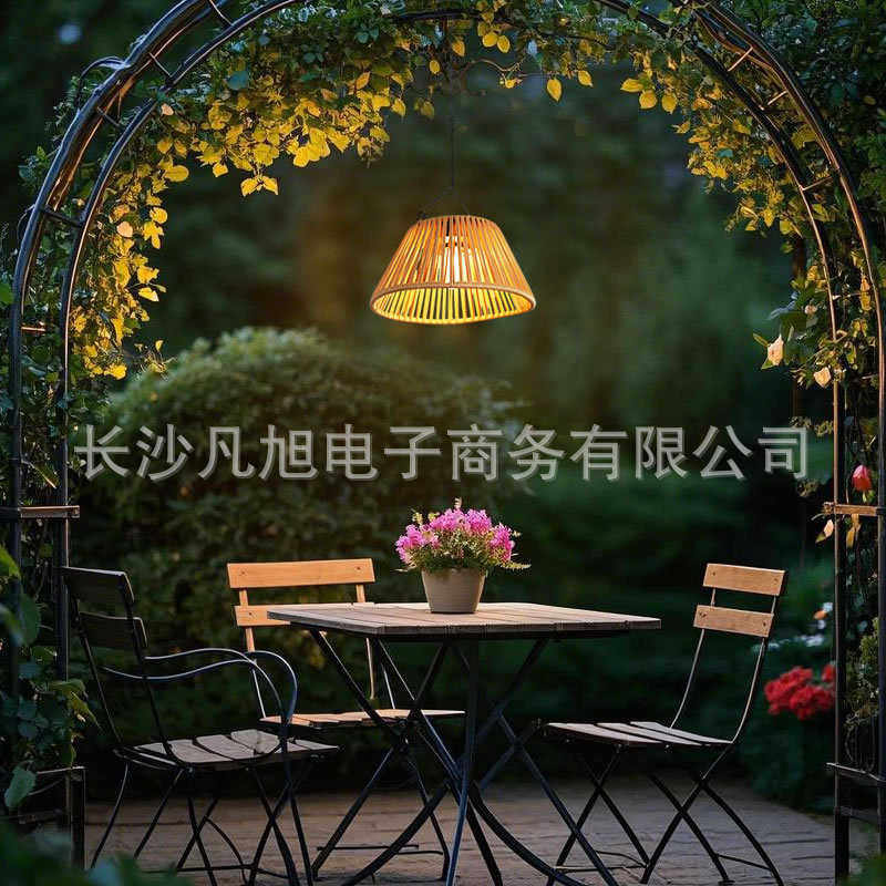 露台藤编装饰吊灯太阳能阳台树仿照明灯充电花园挂户外庭院氛围