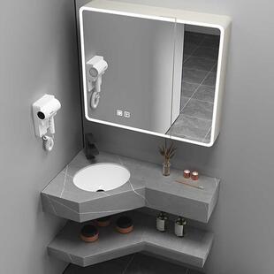 三角形洗手台盆转角洗脸盆挂墙式卫生间岩板浴室柜组合定制洗漱台