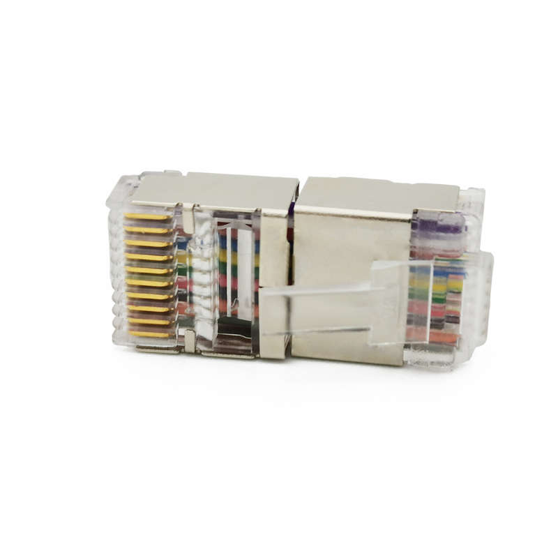 RJ48 10P10C连接器屏蔽网线RJ50十芯扁平线接10P镀金水晶头可定制