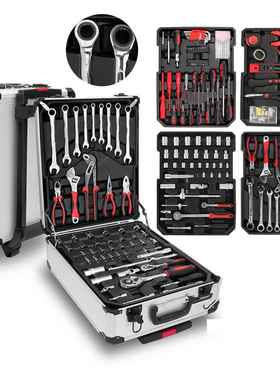 187件套动工具套装，盒带51848活扳手，行李箱套装方便携，带