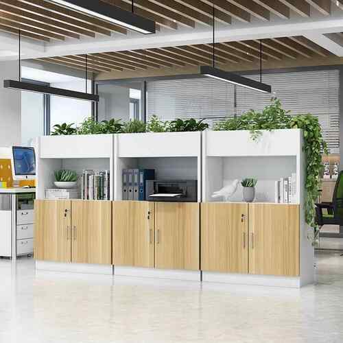 办公室隔断绿植文件柜柜断柜料Z-668柜花资槽隔柜储物木质矮柜白