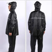 双帽檐分体雨衣套装 男成人加厚摩托车防暴雨反光防汛双层雨衣雨裤