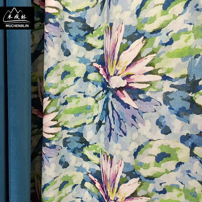 外贸白丝绒布数码印花系列窗帘面料适合窗帘布幕布抱枕可以散剪