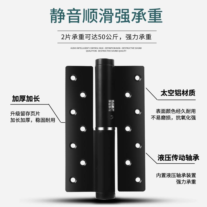 家用隐形门免开槽合页带闭门器缓冲加厚静音液压弹簧合页自动闭门