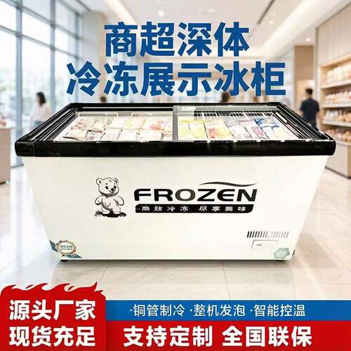 跨境商用超市冰柜商用冷冻冷柜大容量保鲜冷冻柜卧式展示柜雪糕柜