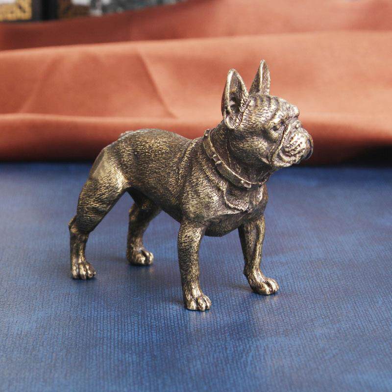 斗牛犬摆黄斗牛犬桌面摆件摆生肖狗法铜雕饰斗癞皮狗镇纸茶宠老铜