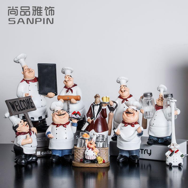 欧式乡村蛋糕厨师摆件美式覆古饭厅酒吧咖啡店铺现代家居装饰摆设