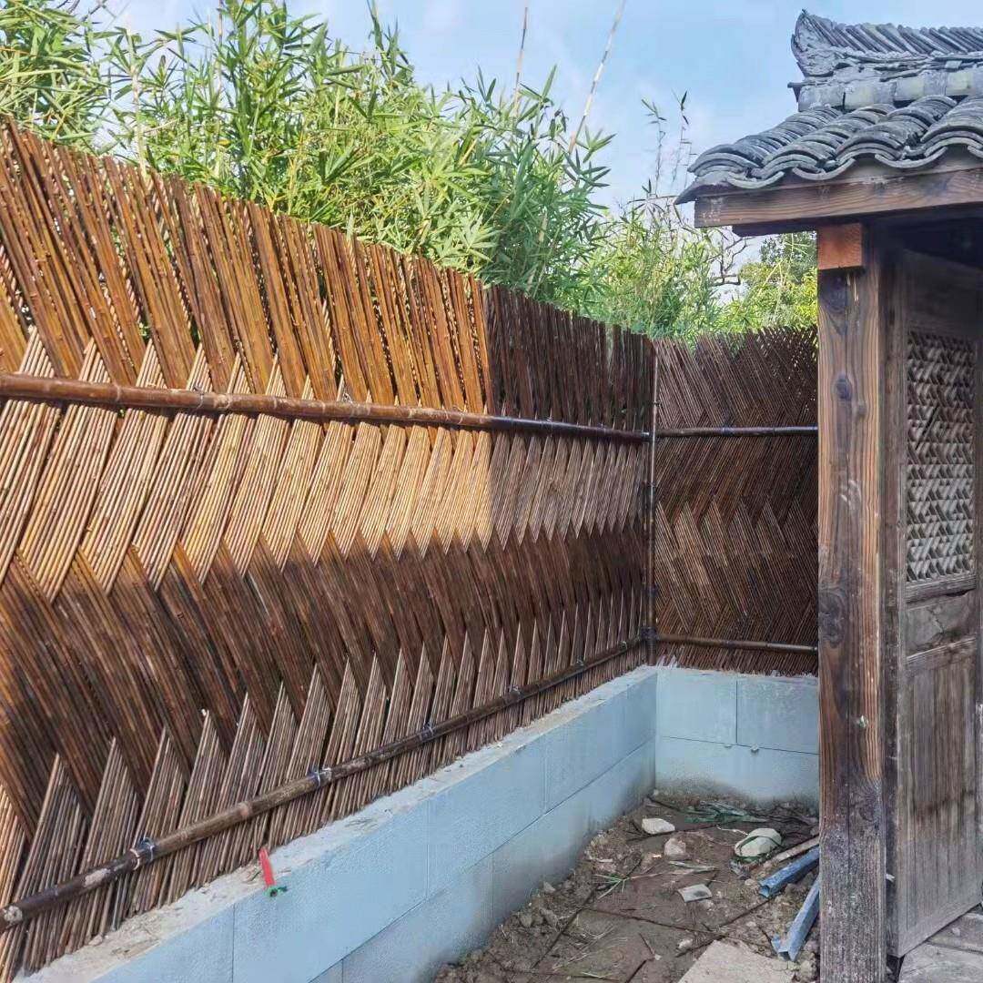传统手工编织竹篱笆竹围栏 别墅小区竹栅栏围墙竹栅栏中式竹围栏