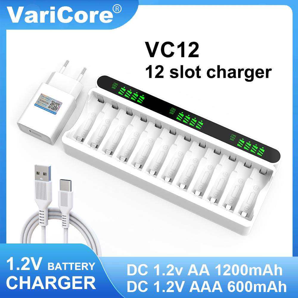 VariCore 1.2V 5号 7号 AA AAA 镍氢电池12槽充电器液晶智能快充