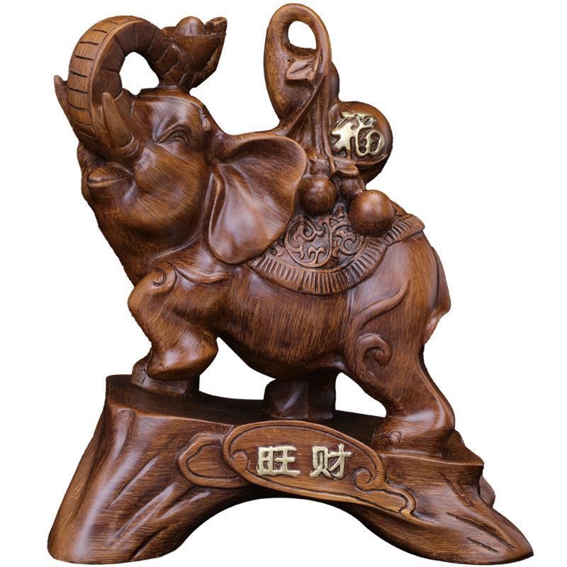 中式大象摆件办公室客厅酒柜家居装饰品摆件树脂工艺品乔迁礼品
