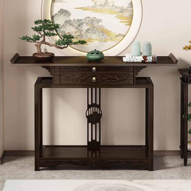中式玄关柜入户正对门置物台家用条几客厅墙边装饰柜非实木隔断柜