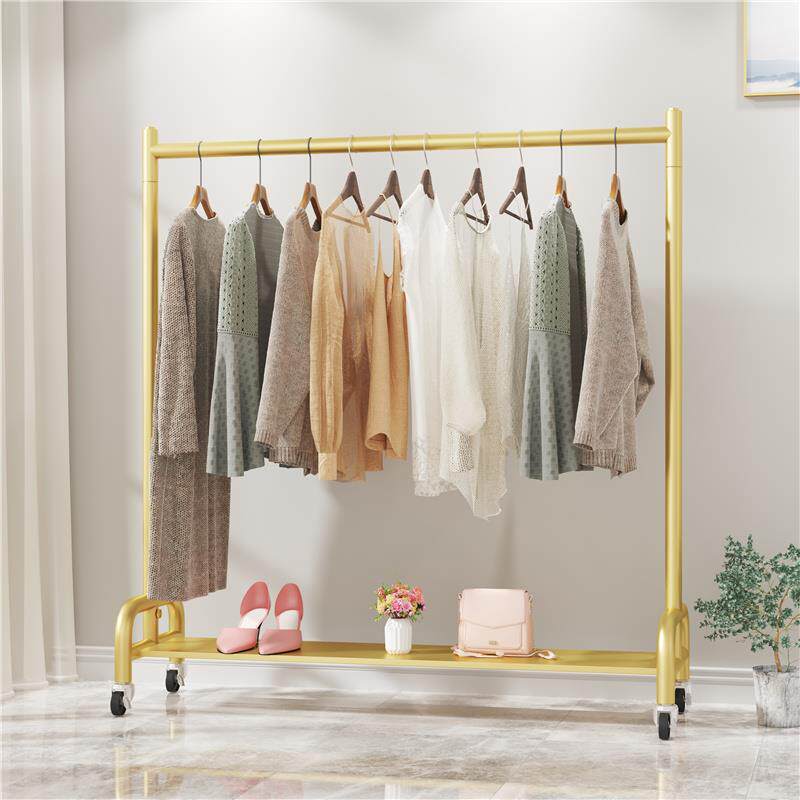 简约服装架落地衣服展示架卧室收纳层架女装店挂衣架加粗金属货架