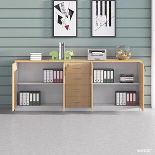 IKC办公室矮柜件柜储物柜档案料茶水柜文带锁资木质地柜办公桌落