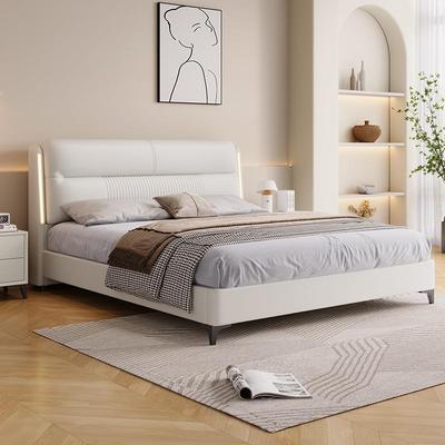 床轻奢现代简约真皮床卧1.8米双GB-601意人床北欧皮床软包极式主