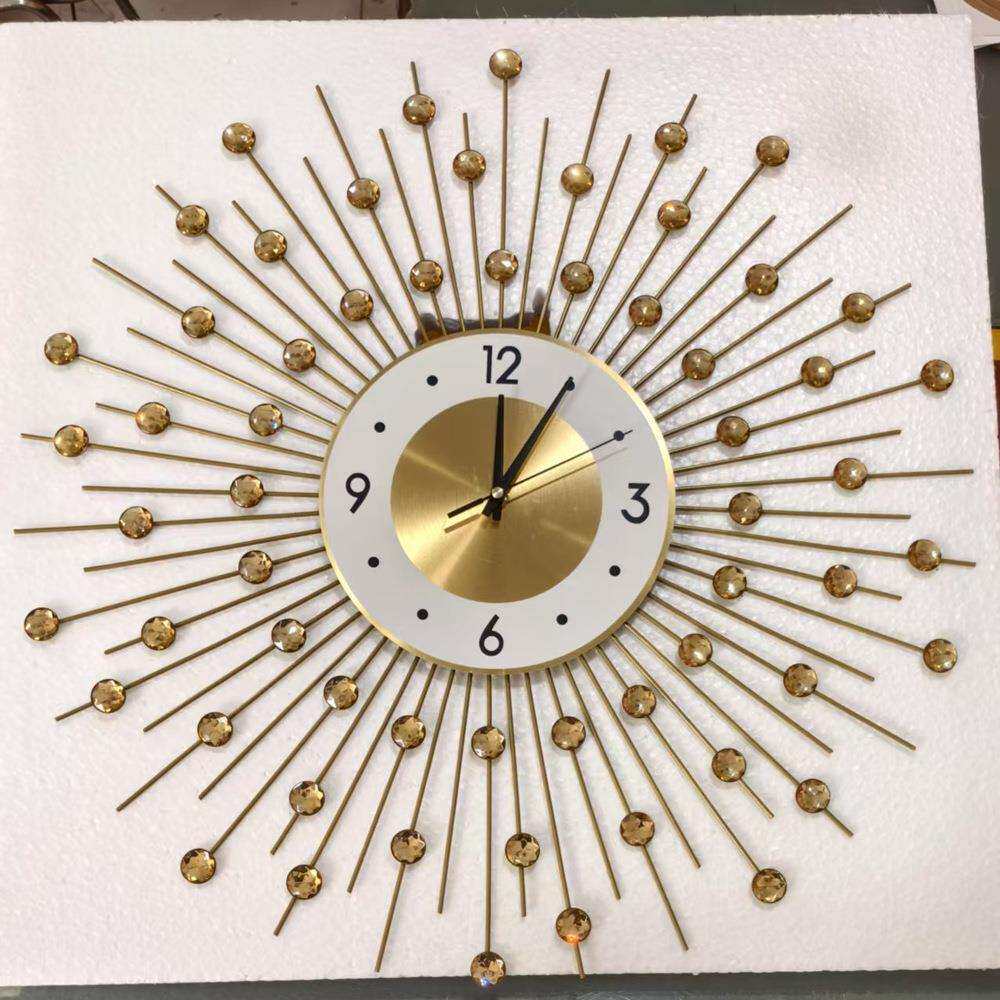 60厘米铁艺挂钟金色办公室挂墙装饰壁钟挂件钟表时钟客厅石英钟