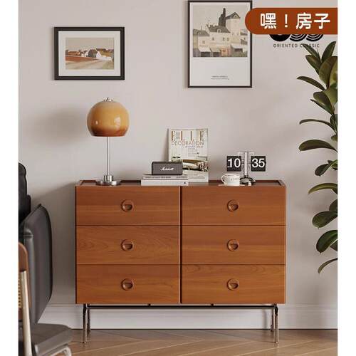 北欧实木斗柜家用小户型不锈钢抽屉式收纳柜卧室复古储物六斗柜