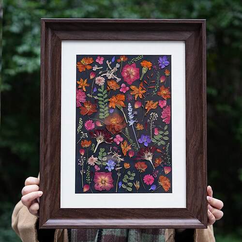 复古风干花压花相框 植物标本挂画 沙发背景墙样板间墙面装饰画框