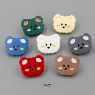 可爱卡通纽扣毛衣开衫扣子diy配件装饰上衣卡通熊彩色儿童手缝扣