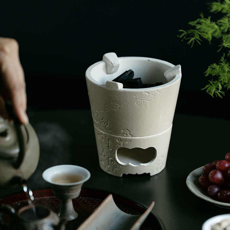 束刻 全手工粉引耐火泥白泥炉泥火炉复古日式围炉煮茶碳炉茶事,餐饮具,茶具架,淘宝优惠券,粉丝福利购,淘宝优惠卷