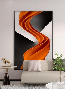 简现约代入户玄关装饰橙色抽象艺术壁客YKG画轻奢厅沙发墙竖版挂