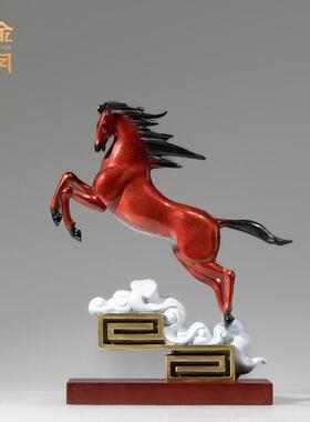 铜艺坊平步青云马铜摆件家居客厅玄关电视柜桌面马到成功黄铜摆件