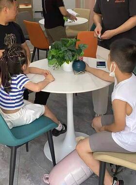 岩板餐桌休闲茶台接待茶桌洽谈桌椅组合阳台桌子郁金香小圆桌茶几