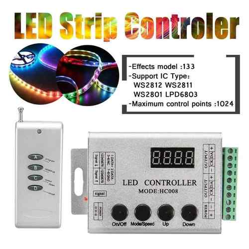 HC008 1903铝壳控制器 LED全彩2811灯条 SPI幻彩同步 厂家直销