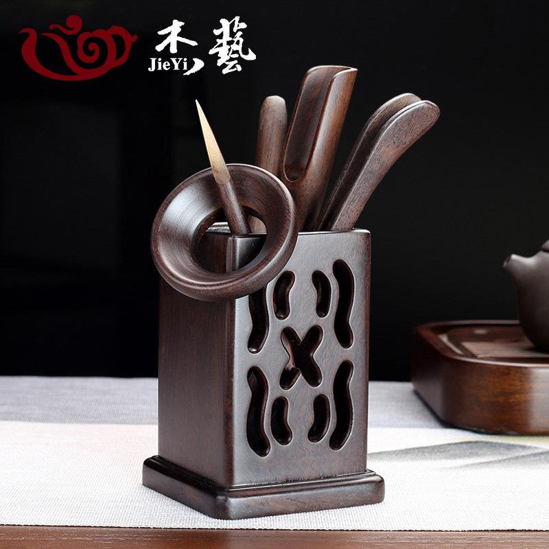 黑檀木实木茶道六君子套装陶瓷功夫茶具配件茶艺组合茶盘茶夹摆件