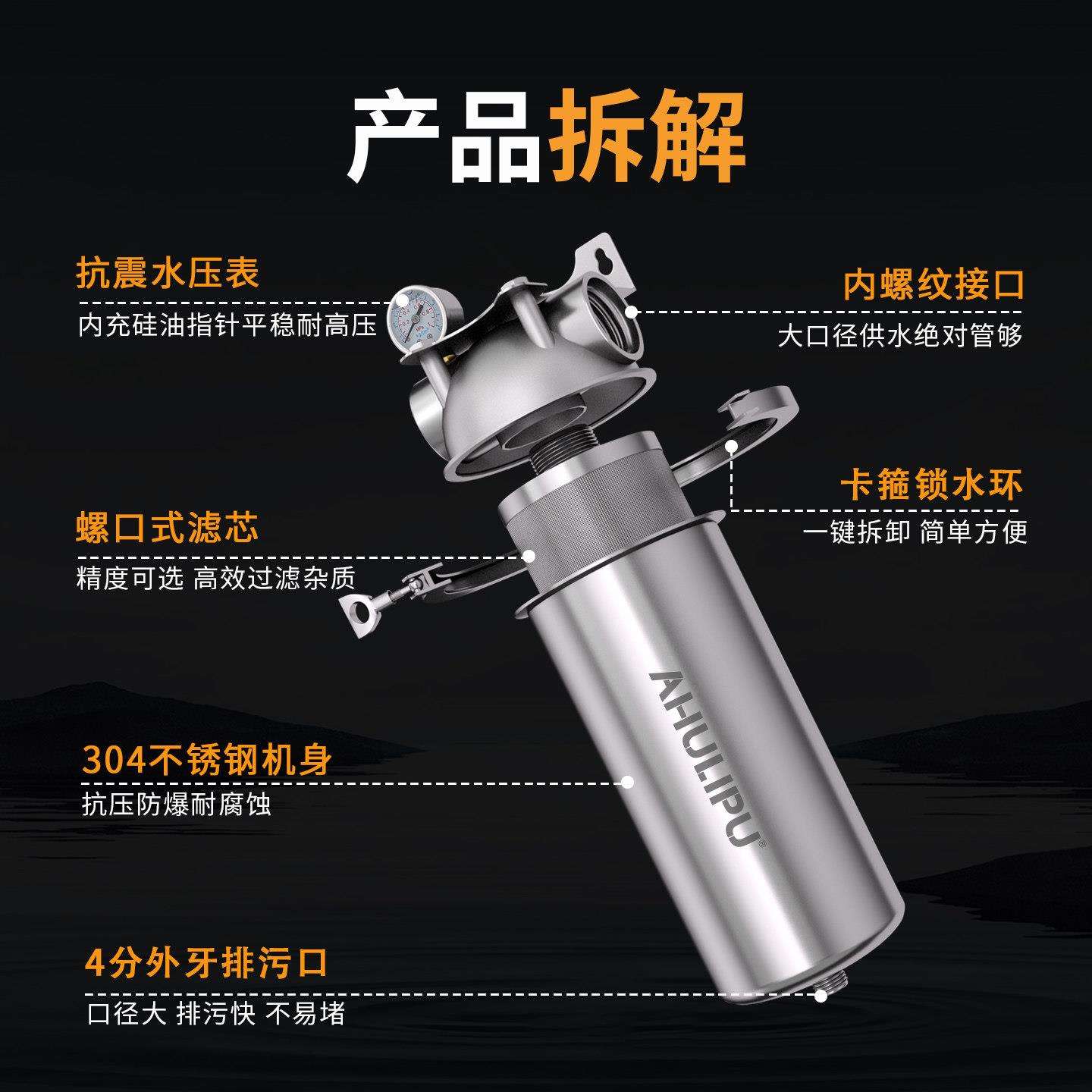 全屋不过ALP-76-1锈钢前置滤器家用自泥来水别墅栋商独用管道沙井