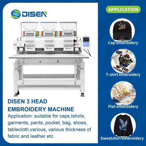DISEN 3 head 12 needle caps embroidery machine computerized