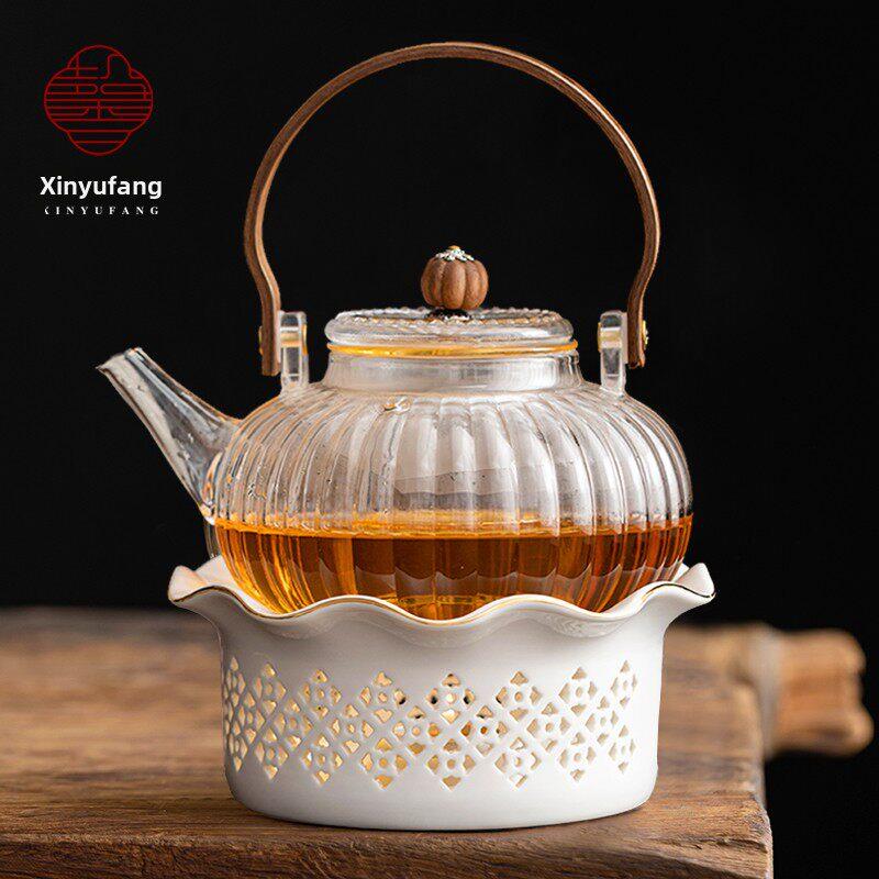 玻璃茶壶暖茶炉套装家用蜡烛加热茶炉提升梁壶茶保温炉周围泡茶