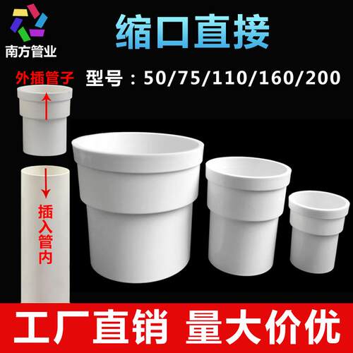 PVC下束口直接50 75 110 160mm直径异形配件排水管件内插外直插