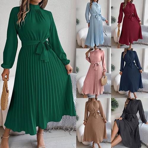 Elegant Spring & Fall Bow Tie Neck Long Sleeve Waist