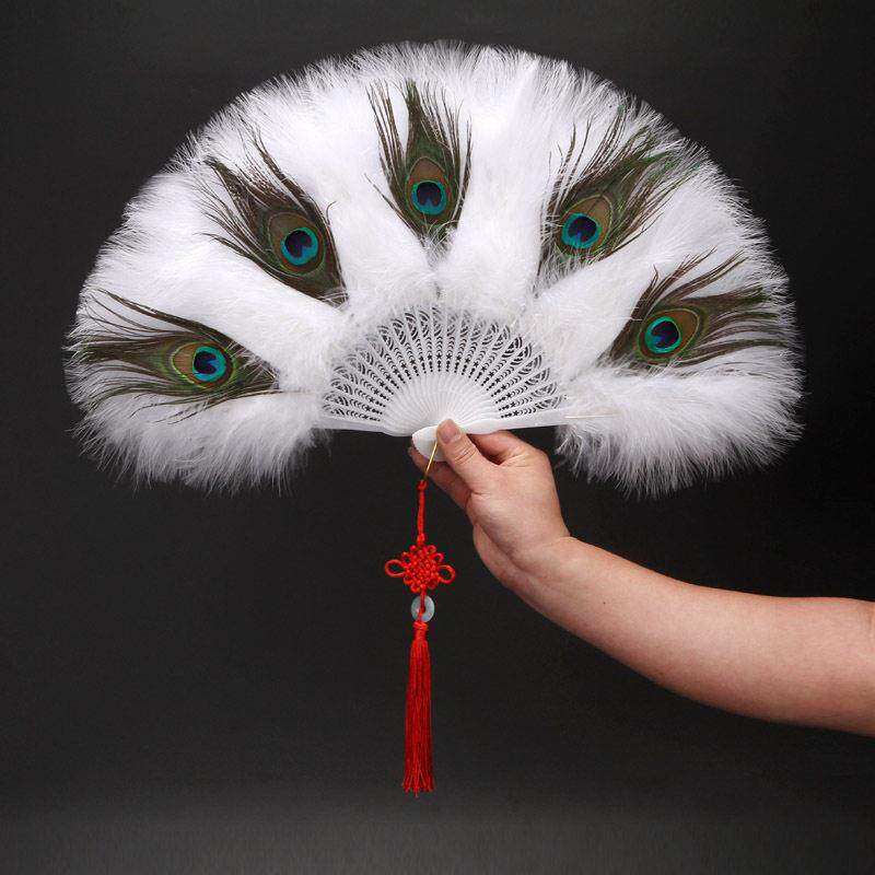 跨境爆款孔雀羽毛扇手持扇全绒羽毛扇拍摄道具婚扇直播扇子