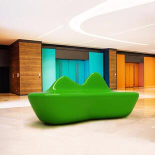 玻璃钢新款峰息椅商场美陈休闲座椅公山共yw-201休座凳公园台看长