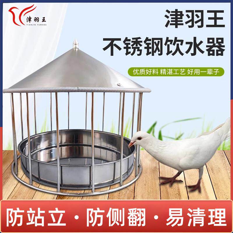 津羽王不锈钢圆形信鸽喂 食器赛鸽饮水器鸽子防撒食槽用品用具大