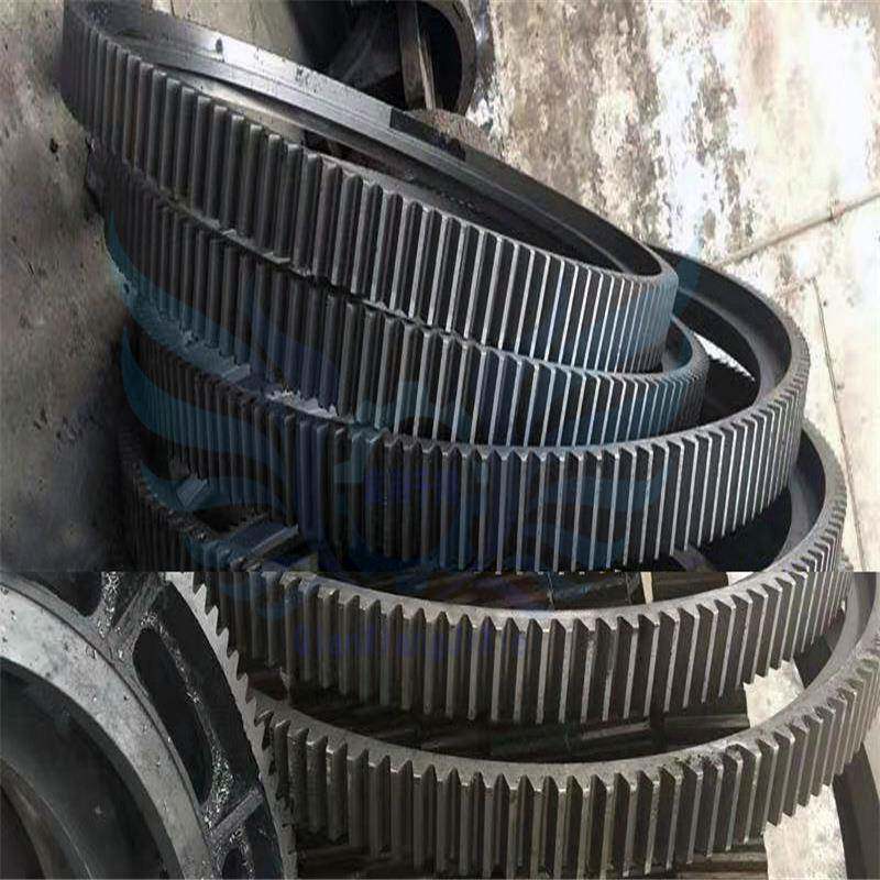 工业大型回转窑干燥设备配件不锈钢托轮带单滚筒污泥烘干机齿圈