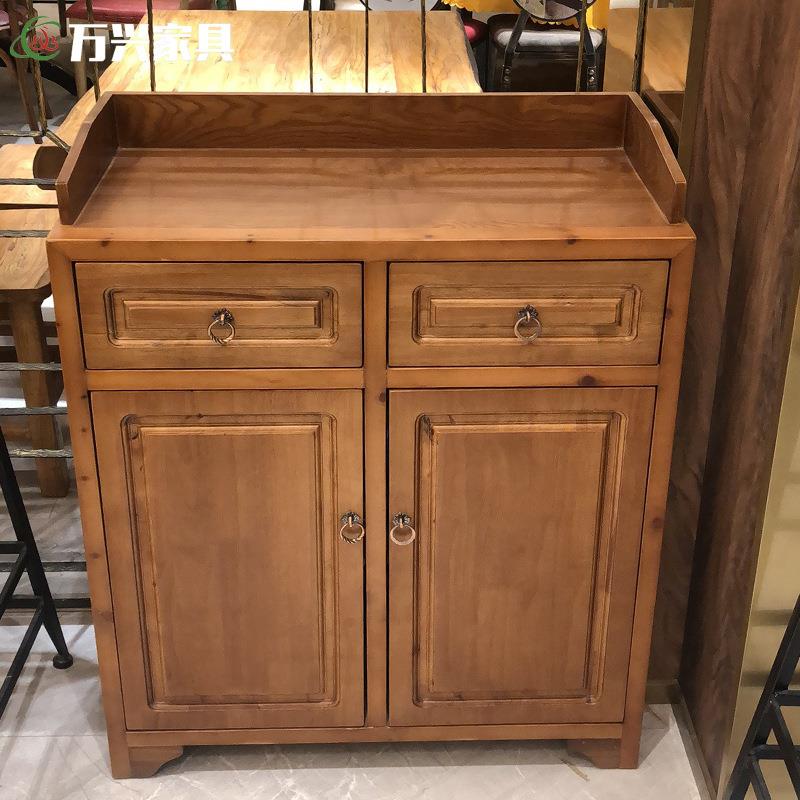 实木边CBG柜新中式功餐能茶水柜老榆木储多物柜餐馆商用大理石台