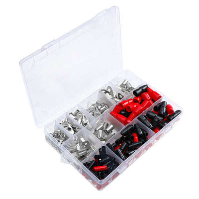 货源 240pcs盒装窥口端子铜镀锡接线裸端子 防水绝缘护套组合