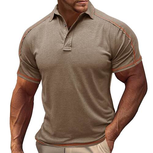 Men's sports short sleeved shirt, men's lapel T-shirt top