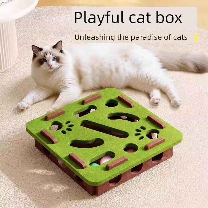 猫玩具自嗨解闷小猫宠物猫咪益智迷宫掏洞毛毡盒子逗猫铃铛球
