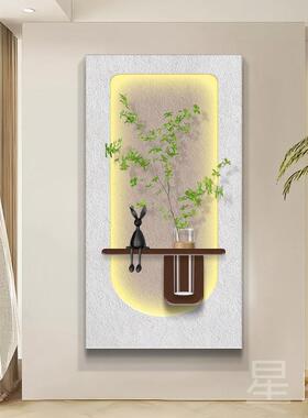 头玄关装饰画水培ABU绿客厅壁走廊尽挂画立画体入户实木植雕刻