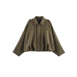 Buenoble Women Faux Bomber Jackets Cropped Fall Winter Lapel
